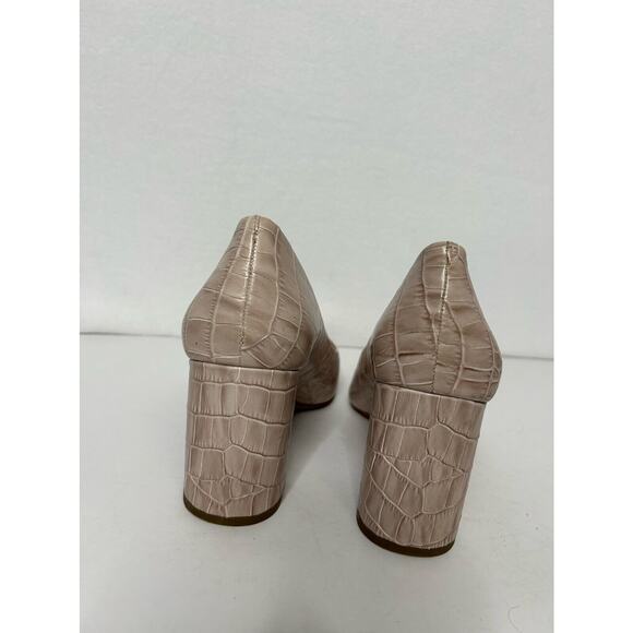 1 State Heel Pumps Size 9 Pink Leather Croc Print Block Heel - Picture 4 of 6